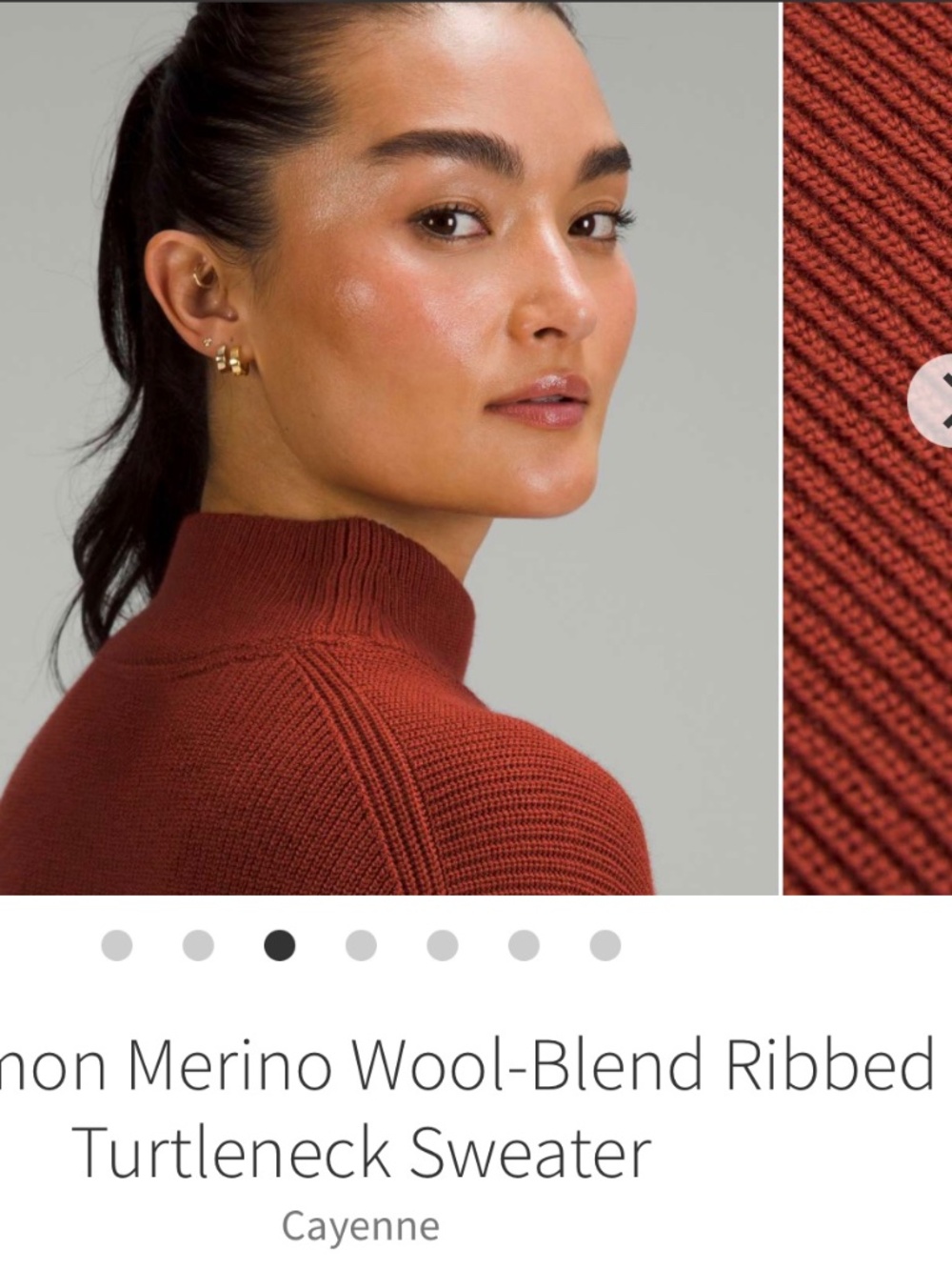 Lululemon Merino Wool-Blended Ribbed Turtleneck Sweater Size 8 - Picture 6 of 11